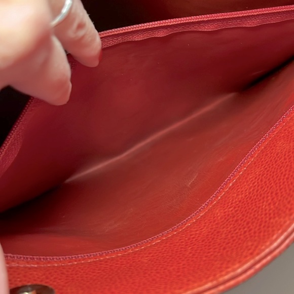 Vintage Chanel Red Caviar Leather Quilted Tote - Picture 12 of 16